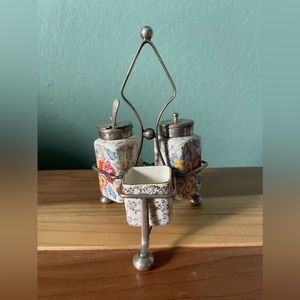 Vtg Sandland Ware Condiment Set Lancaster Hanley England Spoon Rack Shaker